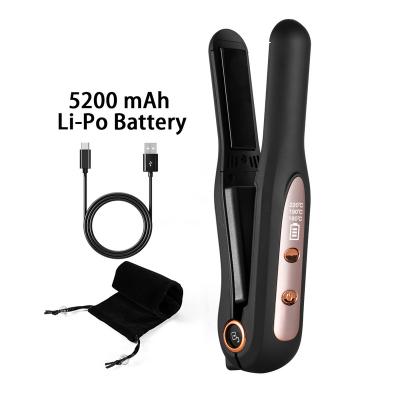 China Multifunctional Hair Straightener No Wire Battery USB Travel Electronic Cordless Portable Mini Size Rechargeable 2 in 1 Hair Straightener for sale