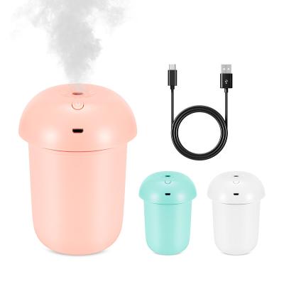 China Feel Comfortable 200ML USB Cable Mushroom Led Light Portable Small Mini Electric Car Air Diffuser Home Humidifier With Night Light for sale