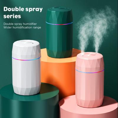 China Feel Comfortable 1.2L Diamond Design Low Noise Home Use Large Mist Double Nozzle Air Humidifier Ultrasonic Aroma Humidifier for sale