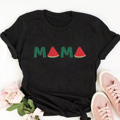 China Custom Anti-Wrinkle T-shirt Women Shape Happy Mom Graphic T-shirt Size Tops Mother's Day Black Plus Size T-Shirts for sale