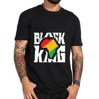 China QUICK DRY Black Funny Graphic Tees Print Mens T-shirts Black King Africa Map Melanin Melanin Cotton Casual Tee for sale