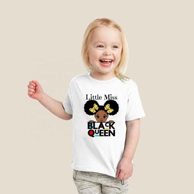 China Anti-pilling Wholesale Custom Melanin Art Graphic Girl Clothes Kids T-shirt Logo Short Sleeve Children Clothing for sale