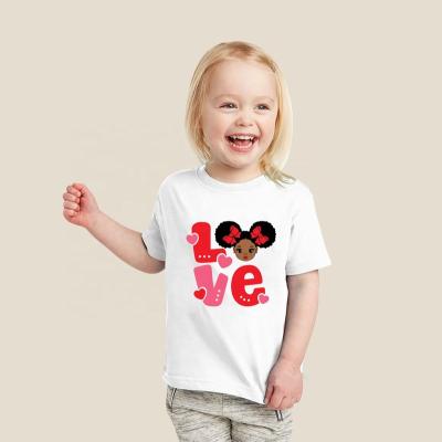 China Wholesale OEM Logo Melanin Art Printed Tshirt Black Girl Kids Anti-pilling Clothes 100% Cotton Girl Toddler T-shirt for sale