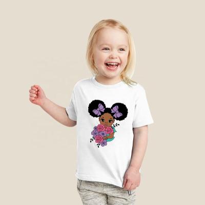 China Custom Logo Children Clothing Melanin Printed Anti-pilling High Quality Cotton Girl's T-shirt Toddlers T-shirt for sale