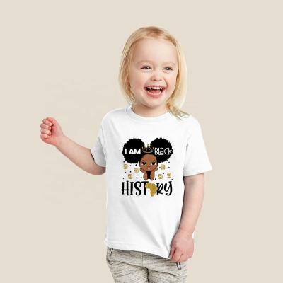 China OEM Logo Melanin Printed Girl Custom Anti-pilling T-shirt Black Girl Toddlers T-shirt Kids Clothing Wholesale for sale