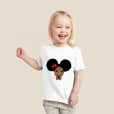 China 100% Cotton Summer Wholesale Anti-pilling Toddler Girl Clothing Children Cute Printed Loose T-shirt Melanin Black Girl for sale