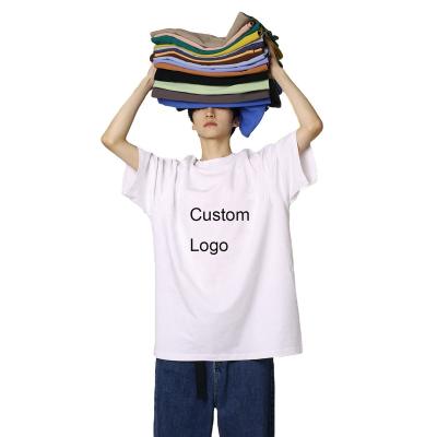 China Logo Printed Custom Made 100% Cotton Viable Wholesale 220 Gram Men's Oversized T-Shirt Plus Size Women's Blanket Tees for sale