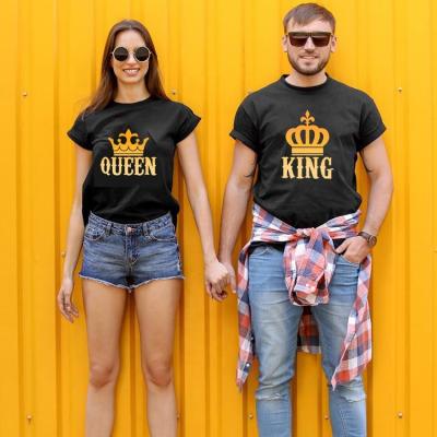 China High Quality King and Queen Valentine's Day Gift Couples Printing QUICK DRY Wholesale Custom T-shirt C Logo Cotton Idea T-shirt for sale