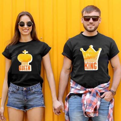 China Summer QUICK DRY Wholesale Women Casual Printing Short SleeveTshirt Couple T-shirt King And Queen T-shirt for sale