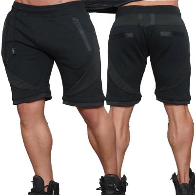 China Custom Branded Logo Men Fitness Short Sleeve Gym Black QUICK DRY Custom Polyester Shorts Fitness Men for sale