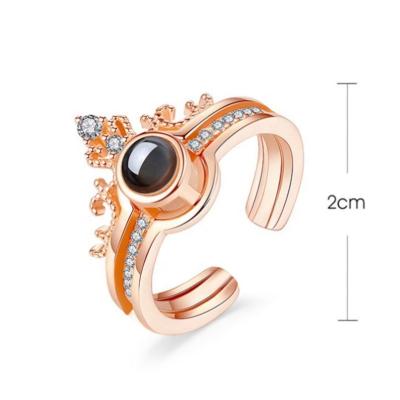 China FASHIONABLE 2 PC 100 Languages ​​I Love You Projection Rings For Women Fashion Jewelry Romantic Love Memory Wedding Ring Sets Lover Gifts for sale