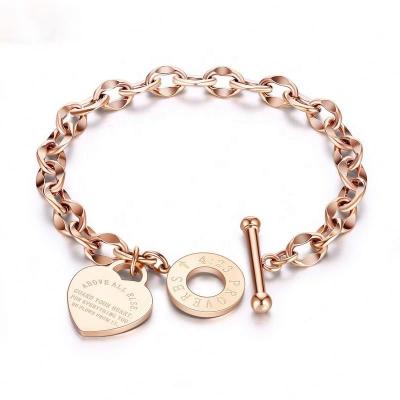 China FASHIONABLE Cross Christian Women Jewelry Religious Bracelet Jesus Bible Engraving Heart Charms Rose Gold 4:23 Bracelet for sale