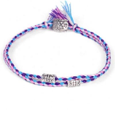 China FASHIONABLE Ethnic Buddhist Women's Double Layers Cotton Lucky Tibetan Buddha Amulet Rope Colorful Handmade Woven Bracelet for Men for sale