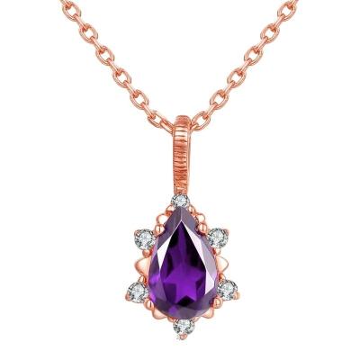 China Amethyst Sterling Silver Garnet Pendant CLASSIC 925 Sterling Silver Rose Gold Plated pendant for sale