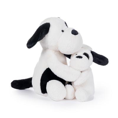 China Cute Animal Doll Super Soft Hugging Black And White Plush Toy Dog Gifts For Bedding Kids Stuffed Animals Plush Toy for sale