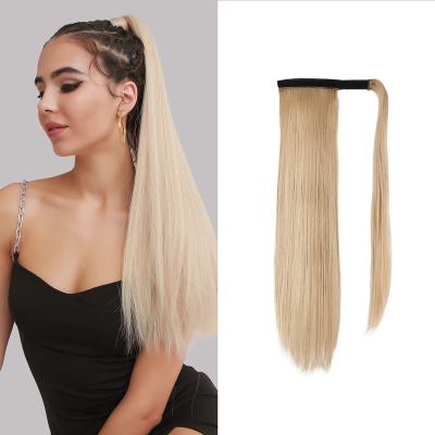 China Like Real Natural Hair Most Popular Long Blonde Straight Ponytails Synthetic Hair Ponytails For Women for sale