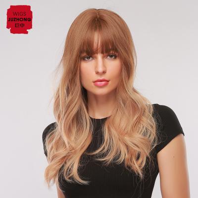 China Brown Blonde Black Long Wigs 24 Inch Wigs Styles European Hair Color Gradient Synthetic Brown Intellectual Long French Hair Can Customized Lace Front for sale