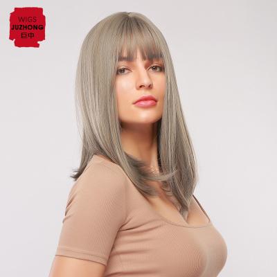 China Long Blonde Black Wigs Brown European Style 17 Inch Hair Wigs Synthetic Gray Mixed Stylish French Hair Intellectual Long Hair Can Customized Lace Front for sale