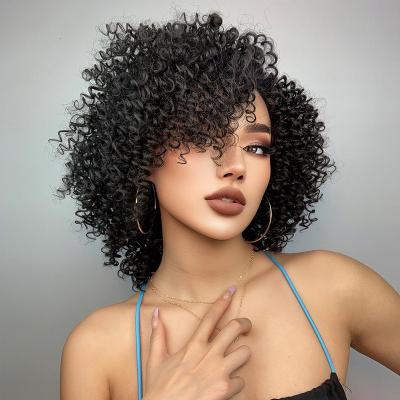 China Easily Styled Heat Resistant Lace Front Wigs Short Kinky Curly Peluca Fiber Lace Front Wigs For Black Women for sale