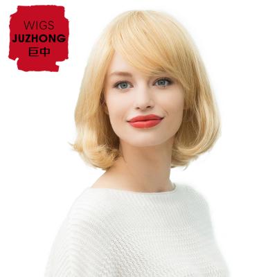 China JZW Bob Women Straight Synthetic Blonde Wig Blended 50% Real Hair Natural Look And Durable Styling Easy To Wear for sale