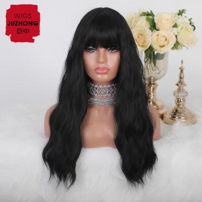 China 26 Inch Long Curly Synthetic Roman Black Gradient Natural Hairline Wig Dark Brown Natural Hairline Wig For Daily Use JUZHONG WIGS for sale