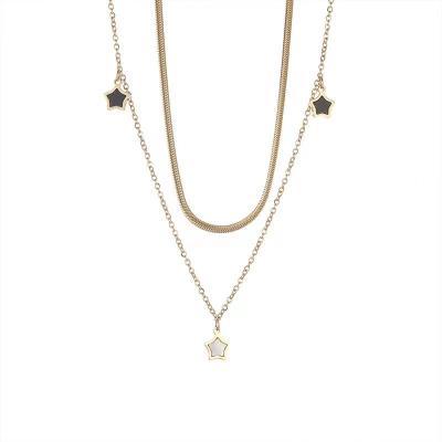 China New high quality double layer stainless steel 14k gold star necklace stainless steel Shell Necklace Star Necklace Stainless steel choker bead for sale