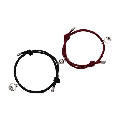 China Unisex Couples Romantic Popular High Quality Love Magnet Solid Artificial Weaving Bracelet for sale