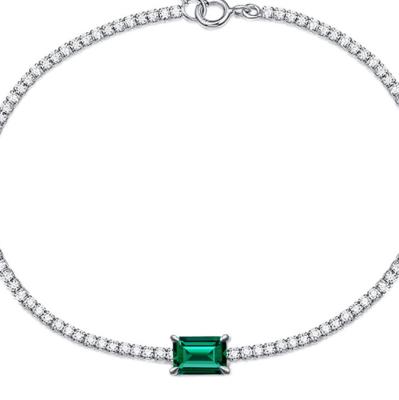 China Vintage 925sterling Silver Grow High Quality Emerald Emeralt Bracelets Women Long Bar Bracelet for sale