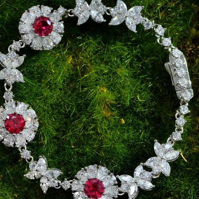 China High Quality 925 Sterling Silver Vintage Charm Bracelets With Zircon Low Cost Women's Vintage Flower Bracelet for sale