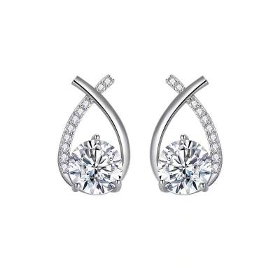 China 2022 New Trendy Cross Design Simple Zircon Designer Earrings Metal Korean Fashion Stud Earrings for sale