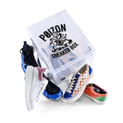 China Front Drop Custom Logo Printing Clear Detachable Magnetic Transparent Shoe Storage Case Drop Front Sneaker Display Box for sale