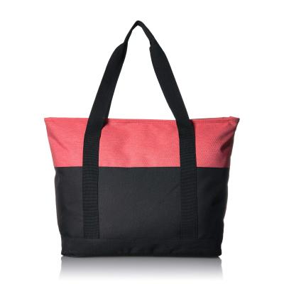 China Wholesale Custom Color Block Simplicity Color Block White Polyester Shopping Tote Bag for sale