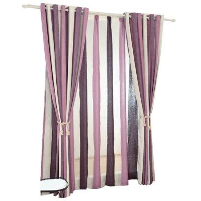 China Simple Modern Chenille Curtain Mediterranean Vertical Stripes Blackout Style Window Curtain Fabric For Living Room for sale