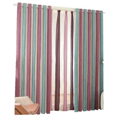 China Simple Modern Chenille Curtain Mediterranean Vertical Stripes Blackout Style Window Curtain Fabric For Living Room for sale