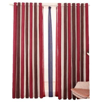 China Simple Modern Chenille Curtain Mediterranean Vertical Stripes Blackout Style Window Curtain Fabric For Living Room for sale