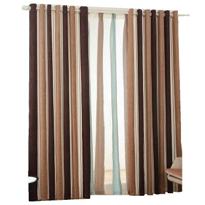 China Simple Modern Chenille Curtain Mediterranean Vertical Stripes Blackout Style Window Curtain Fabric For Living Room for sale