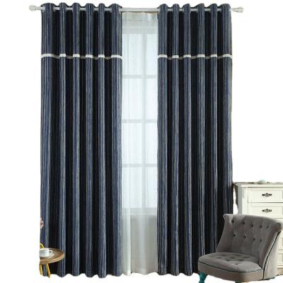 China Blackout Simple Modern Chenille Colored Blackout Striped Simple Thickened Curtains For Living Room for sale