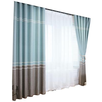 China High Blackout Blackout Look Shading Curtain In Chenille Linen Stripe For Simple Modern Living Room for sale