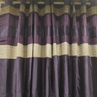 China Blackout Faux Silk Ripple Plum Embellished Lined Curtains for sale