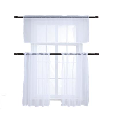 China Pervious modern white gauze to light kitchen curtain three curtains for sale