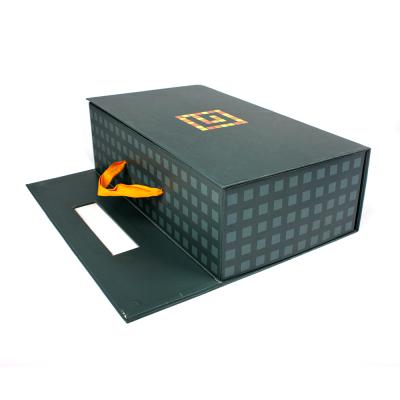 China Empty Paper Box Custom Folded Gift Newly Folding Cardboard Flip Magnetic Gift Box With Handle for sale