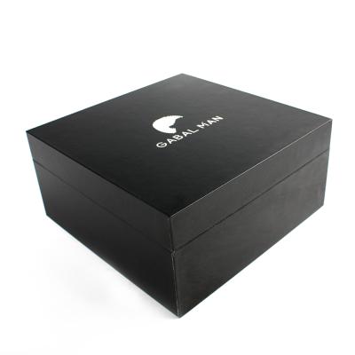 China Recyclable Wholesale Black Custom Large Logo Paper Packaging Box Luxury Gift Box For MAN for sale