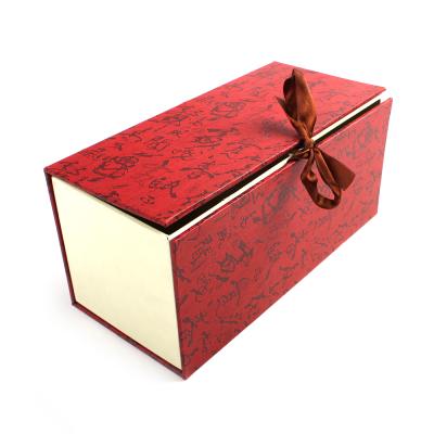 China New Style Recyclable Chinese Red Gift Packaging Box Custom Double Layer Cardboard Paper Box With Logo for sale