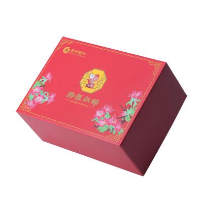 China New Year Custom Chinese Red Packaging Paper Lid Creative Custom Box and Base Gift Box for sale