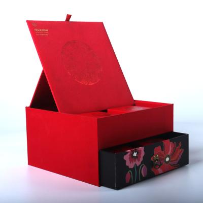 China Custom Drawer Fancy Paper Box For Hot Selling Personalized Red Tea Bag Box Hardcover Book Cardboard Tea Box With 2 Compartment for sale