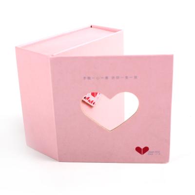 China Wholesale custom made high quality pink heart shaped gift box with insert foam with clear window for boutique for sale