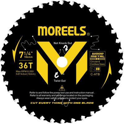 China Moreels Carbide 36 Inch Multi-Material Inclined Circular Cutter Metal Cut 7-1/4' Saw Blade With Black Spray Coat ATB for sale