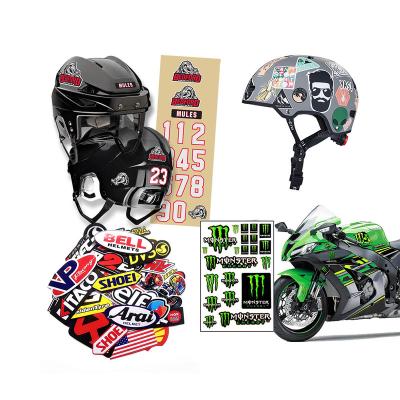 China Custom Customized 3M Tearable Water Proof Motorcycle Helmet Reflective Stickers for sale