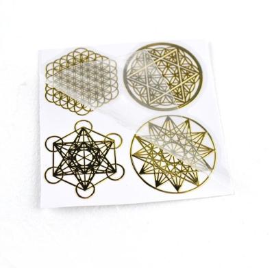 China Sacred geometry metal electroformed transfer gold nickel silver nickel sticker waterproof custom flower of life for sale