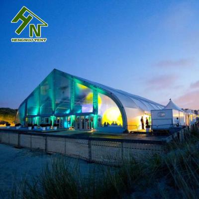 China Event Center Curved Tent Aluminum Frame Luxury Transparent Heart Shape TFS Curved Tent For Event Center for sale